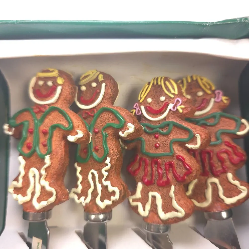 Vintage 1994 Boston Warehouse Gingerbread Spreader Set of 4 NIB Christmas